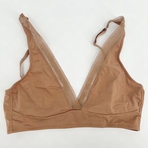 Else‎ Womens Nano Soft Cup Plunge Lounge T-Shirt Soft Microfiber Bra Size M Nude
